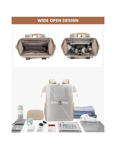Mochila LOVEVOOK para Laptop 15.6" Beige-Khaki USB