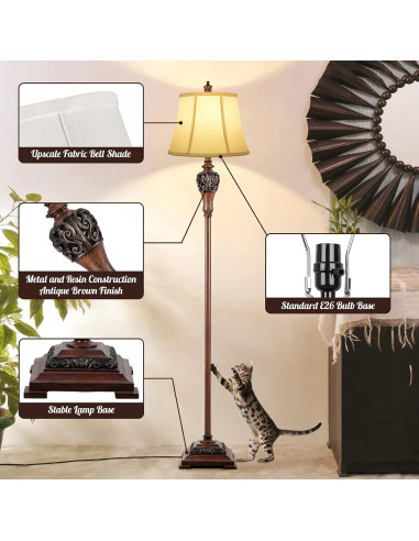 Lámpara de Pie Vintage Sucolite 162 cm Tela Blanca Rústica