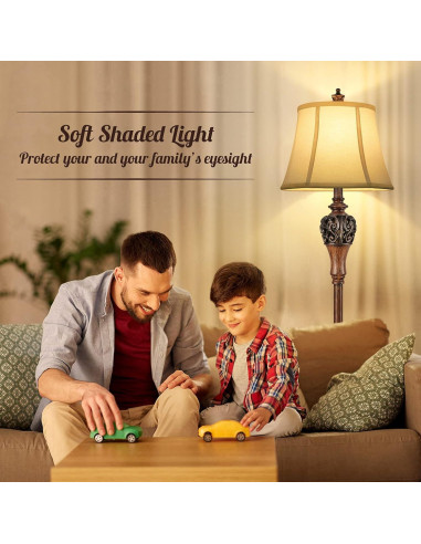 Lámpara de Pie Vintage Sucolite 162 cm Tela Blanca Rústica