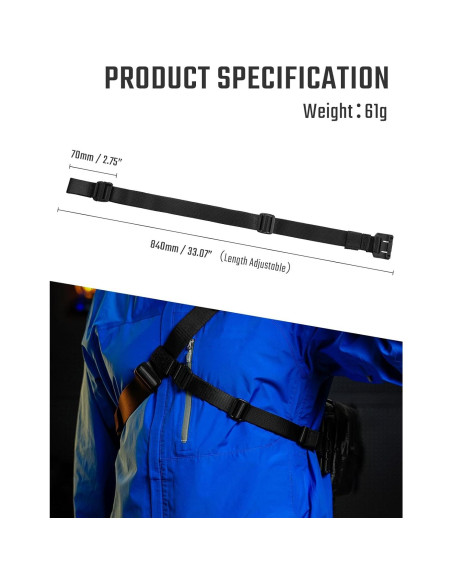 Correa de Pecho TACTICAL GEEK TGBelt7 Nylon Ajustable Negro