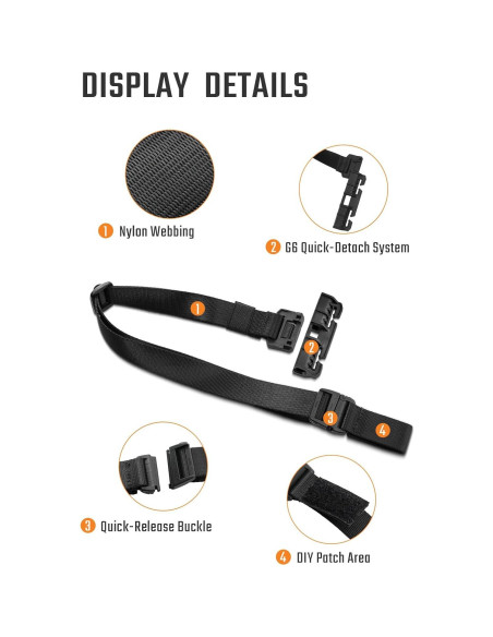 Correa de Pecho TACTICAL GEEK TGBelt7 Nylon Ajustable Negro