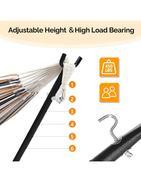 Estand de Hamaca ONCLOUD 274 cm Ajustable Soporte Negro