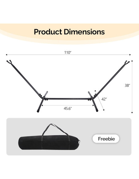 Estand de Hamaca ONCLOUD 274 cm Ajustable Soporte Negro