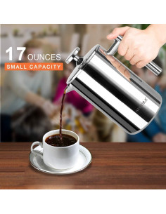 Cafetera Prensa Francesa Secura 17oz Acero Inoxidable Plata 2