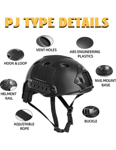 Casco Táctico Tumhuts TUM002 Negro Mate para Airsoft