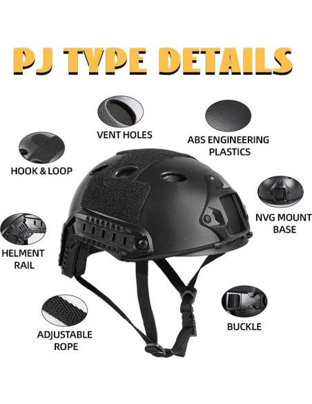 Casco Táctico Tumhuts TUM002 Negro Mate para Airsoft