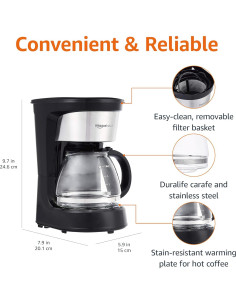 Cafetera de Goteo Amazon Basics 5 Tazas con Filtro Reutilizable 2