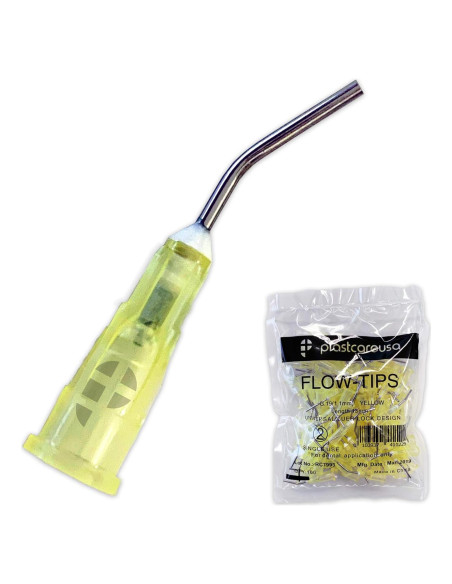 200 Agujas de Dispensa Dental PlastCare 19G Amarillo Desechables