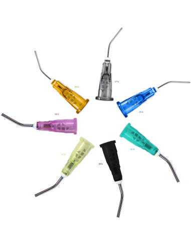 200 Agujas de Dispensa Dental PlastCare 19G Amarillo Desechables