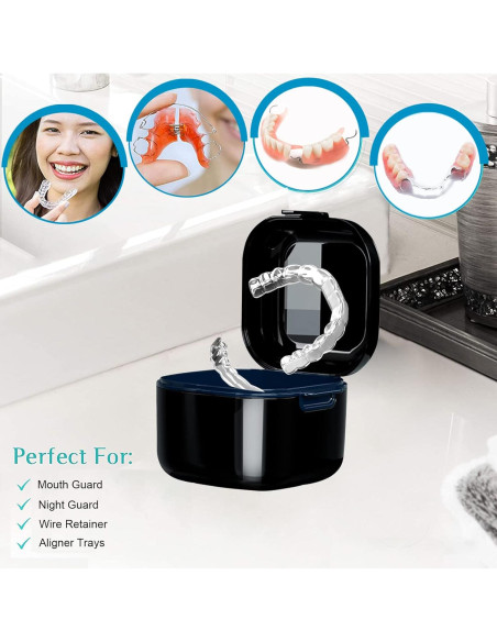 Taza para Dentaduras Whoobell Estuche Protector Bucal Negro