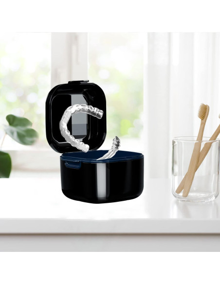 Taza para Dentaduras Whoobell Estuche Protector Bucal Negro