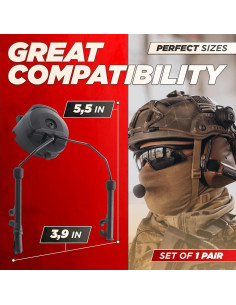 Adaptador de riel Arc Tesorrio Peltor Comtac Táctico Negro 2