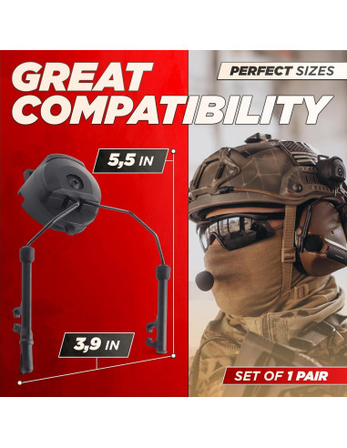 Adaptador de riel Arc Tesorrio Peltor Comtac Táctico Negro