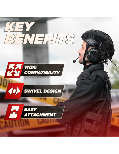 Adaptador de riel Arc Tesorrio Peltor Comtac Táctico Negro