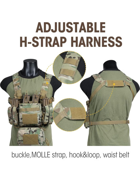 Chaleco Táctico VISMIX Ajustable Camo con 8 Bolsas Molle
