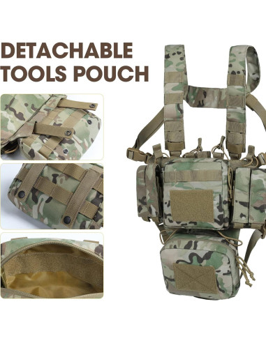 Chaleco Táctico VISMIX Ajustable Camo con 8 Bolsas Molle
