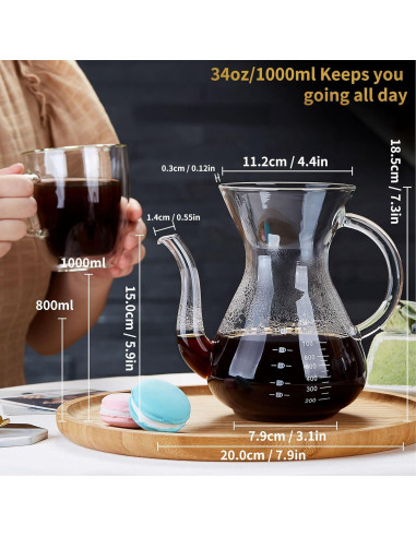 Cafetera de Goteo Irrompible Y1-418 1006 ml Doble Filtro