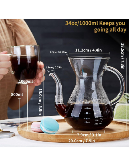 Cafetera de Goteo Irrompible Y1-418 1006 ml Doble Filtro