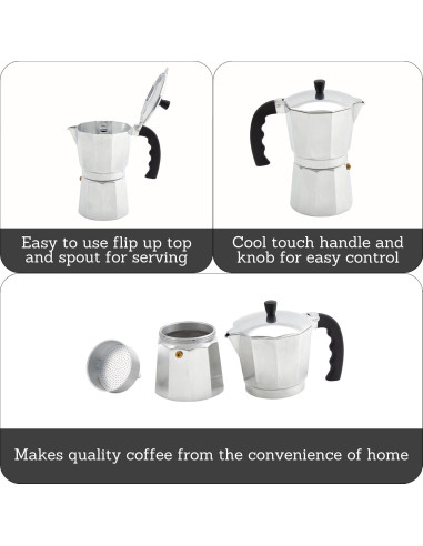 Cafetera Espresso IMUSA de Aluminio 3 Tazas Plata