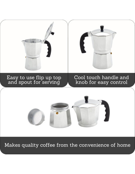 Cafetera Espresso IMUSA de Aluminio 3 Tazas Plata