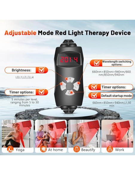 Lámpara de Terapia de Luz Roja HALIDODO 660/850/940nm Ajustable