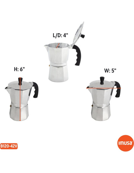 Cafetera Espresso IMUSA de Aluminio 3 Tazas Plata