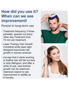 Peine Láser HAUBAT para Crecimiento Capilar - Masajeador 2