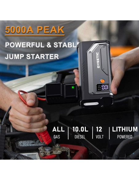 Arrancador de Salto Dyeetic D16 5000A 12V con Luz LED