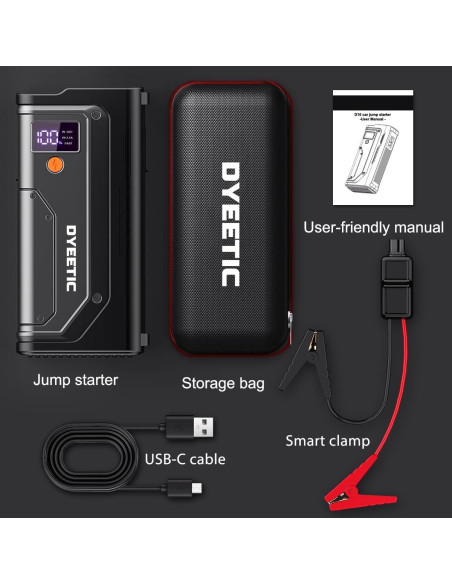 Arrancador de Salto Dyeetic D16 5000A 12V con Luz LED