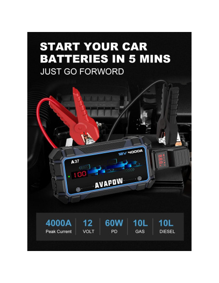 Arrancador de Batería AVAPOW A27 4000A 12V IP65
