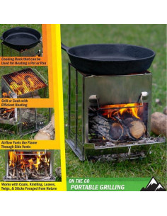 Estufa de Camping Plegable Wakeman de Acero Inoxidable 1.70 kg 2