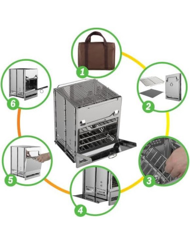 Estufa de Camping Plegable Wakeman de Acero Inoxidable 1.70 kg