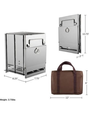 Estufa de Camping Plegable Wakeman de Acero Inoxidable 1.70 kg