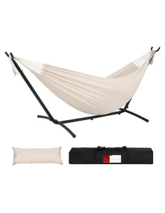 Hamaca Doble Lazy Daze con Soporte de Acero 204 kg Beige