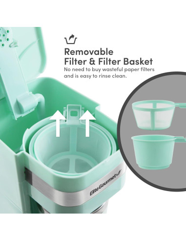 Cafetera Personal Elite Gourmet EHC117M 14 oz Verde Menta