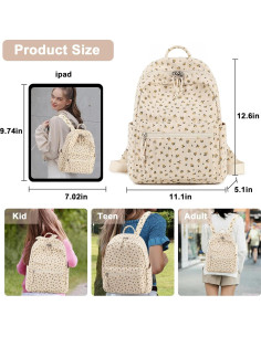 Mini Mochila Corduroy Beige para Mujeres y Niñas 33x28x13cm 2
