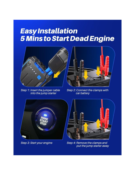 Arrancador de Coche AUTOONE 3500A Portátil con USB y LED