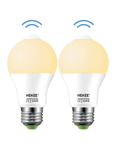 Bombilla LED HEKEE 9W con Sensor de Movimiento PIR E26 - 2 Paquetes