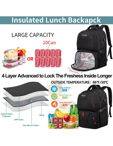 Mochila HILUSEN 50L Térmica para Laptop 17" Resistente Agua