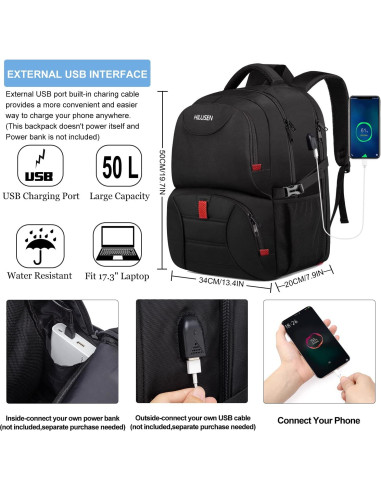 Mochila HILUSEN 50L Térmica para Laptop 17" Resistente Agua