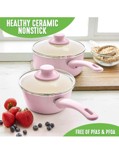 Juego de Cacerolas GreenLife Rosa 1.89L Cerámica Antiadherente