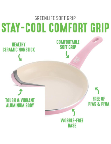 Juego de Cacerolas GreenLife Rosa 1.89L Cerámica Antiadherente