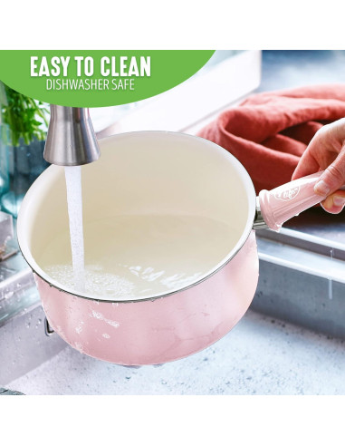 Juego de Cacerolas GreenLife Rosa 1.89L Cerámica Antiadherente