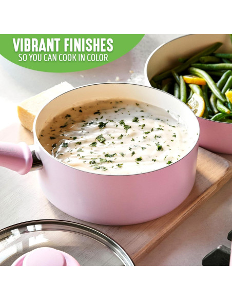 Juego de Cacerolas GreenLife Rosa 1.89L Cerámica Antiadherente
