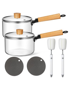 Juego de Ollas de Vidrio Uiifan 1.8L con Tapa y Mango