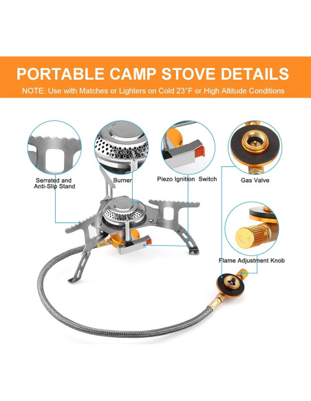 Estufa de Camping WADEO 3700W Portátil con Adaptador