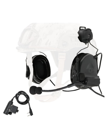 Auriculares Tácticos Hearangel con Adaptador Riel ARC Negro