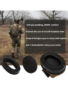 Auriculares Tácticos Hearangel con Adaptador Riel ARC Negro 2