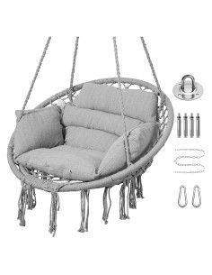 Silla Hamaca Goutime Gris con Cojín y Hardware Incluido