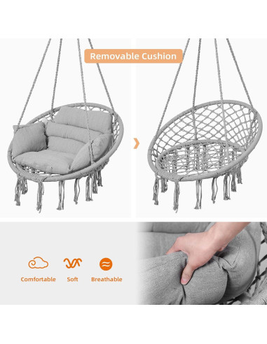 Silla Hamaca Goutime Gris con Cojín y Hardware Incluido